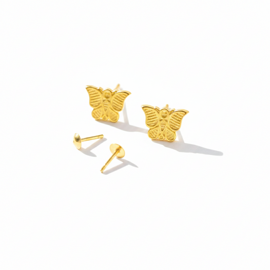 18K Real Gold Butterfly Earrings