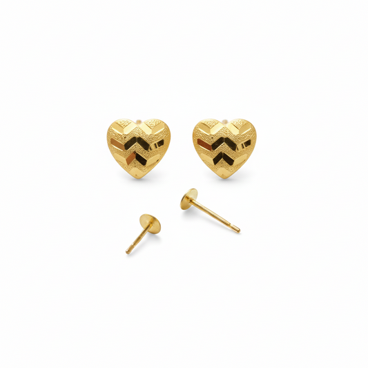 18k Gold Line Heart Screw Earrings