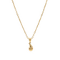 Gold teardrop pendant necklace on a white background