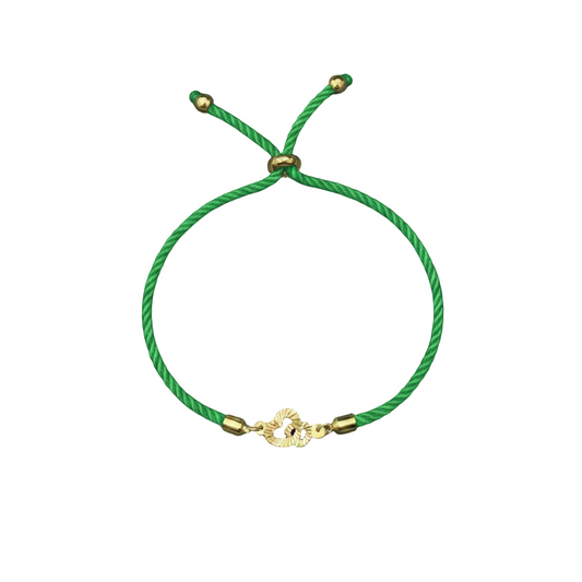 18K Real Gold Double Heart Lucky Charm Bracelet