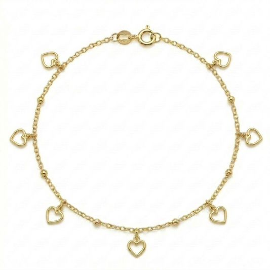 18k Gold Heart Ball Anklet