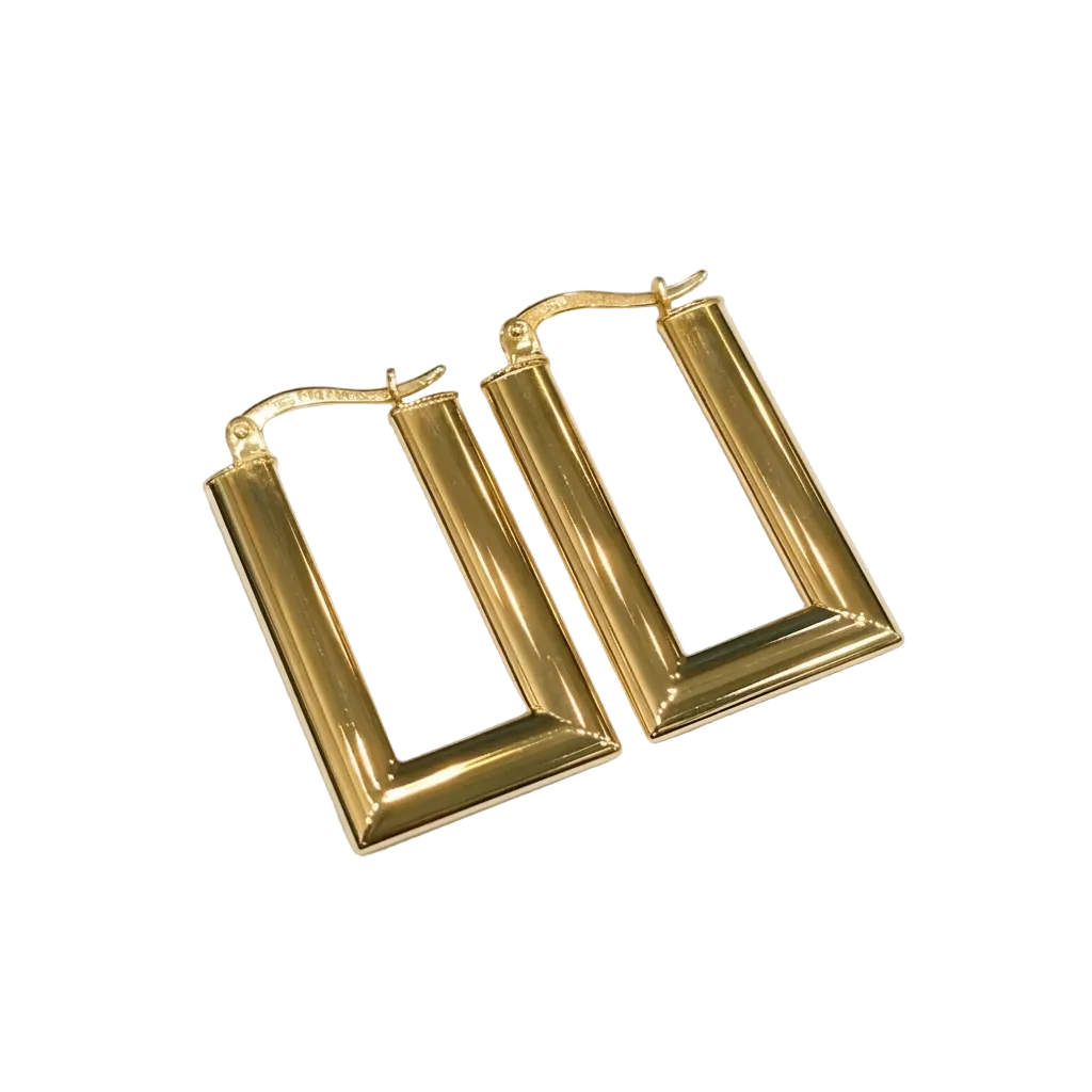 Gold hoop earrings on a white background