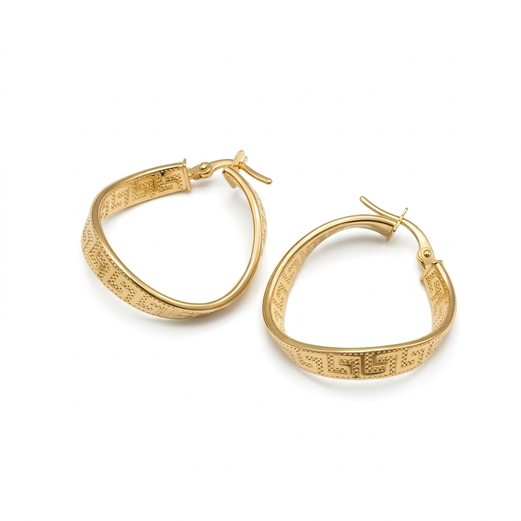 Gold hoop earrings on a white background