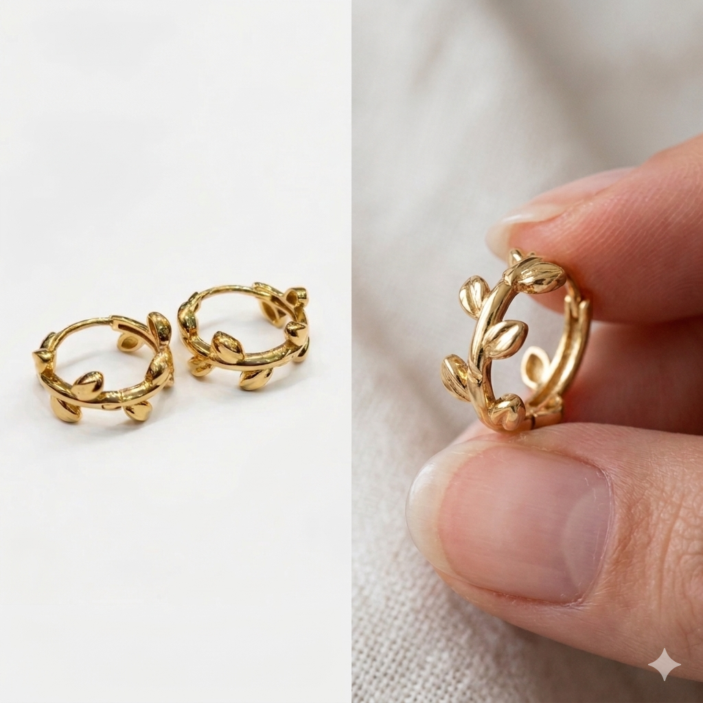 18k Gold Leaf Clip Earrings