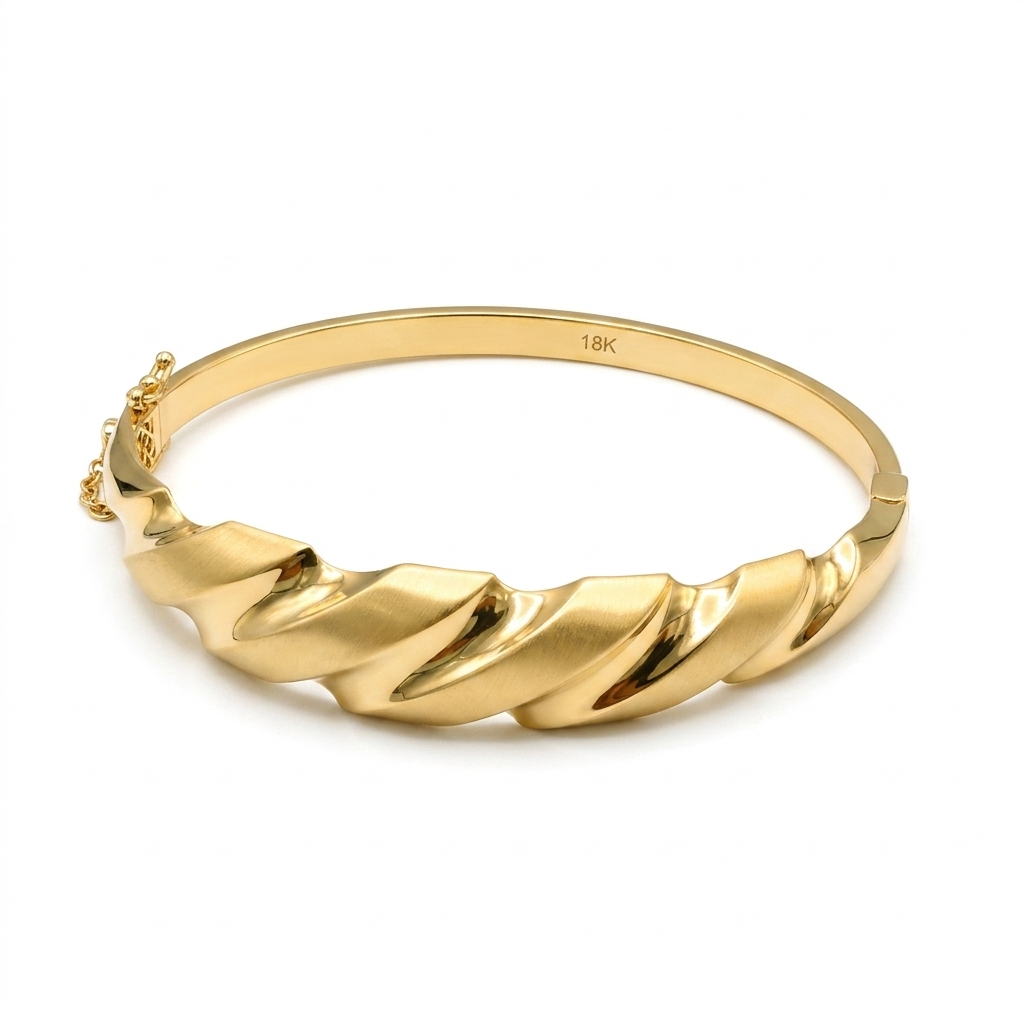 18k Gold Screw Inspired Bangle