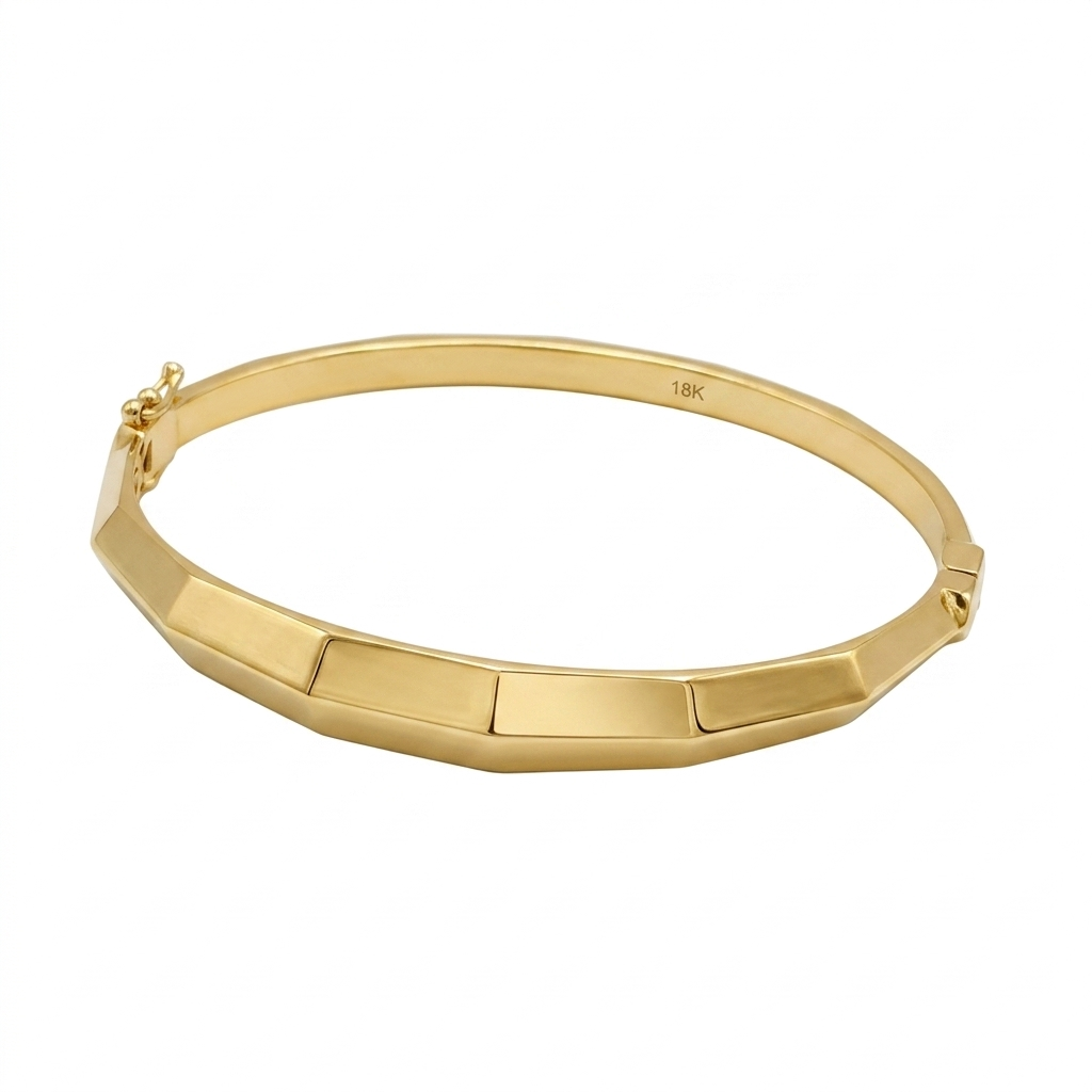 18k Gold Dia Cut Inspired Bangle