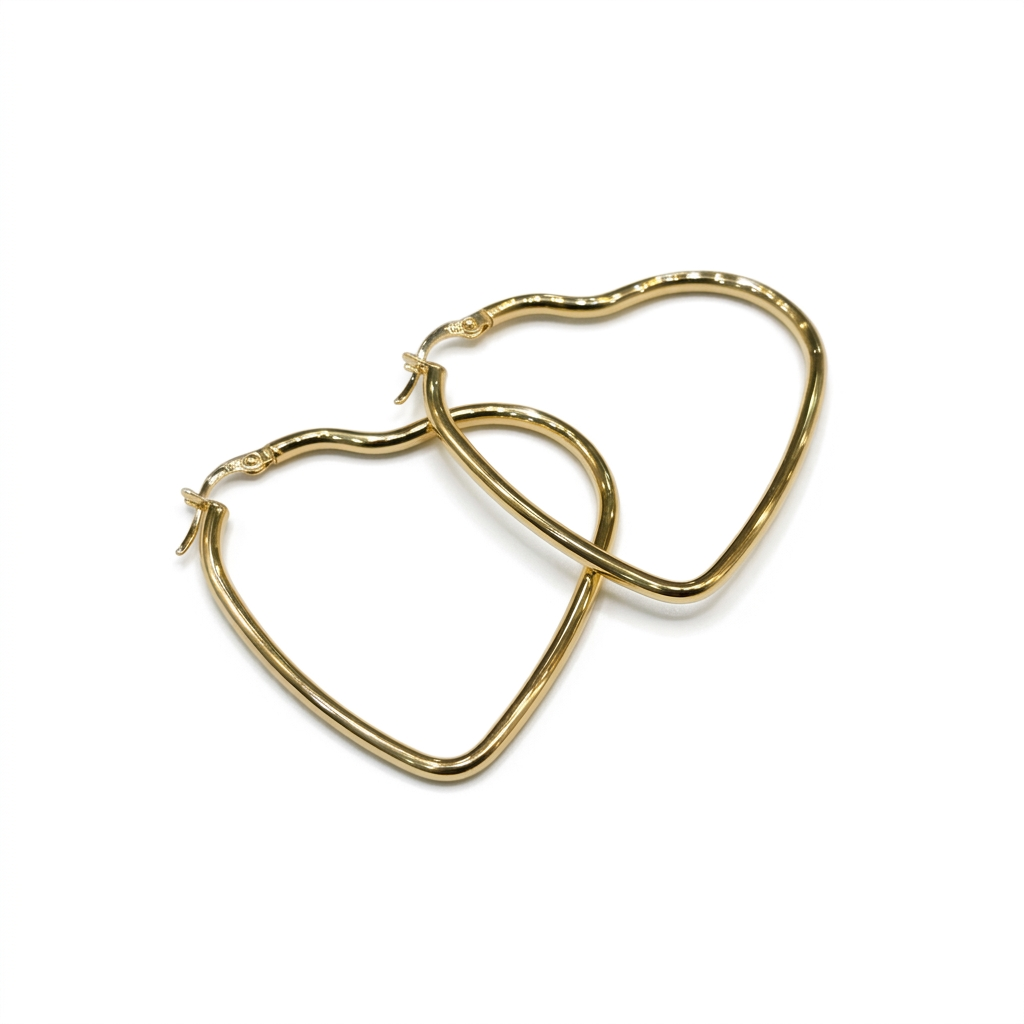18k Gold Heart Loop Earrings