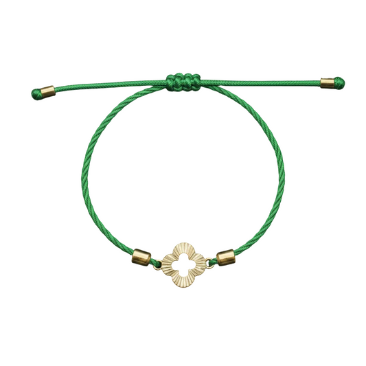 18K Real Gold Cutting Flower Lucky Charm Bracelet