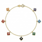 18k Gold 5 Colored Evil Eye Anklet