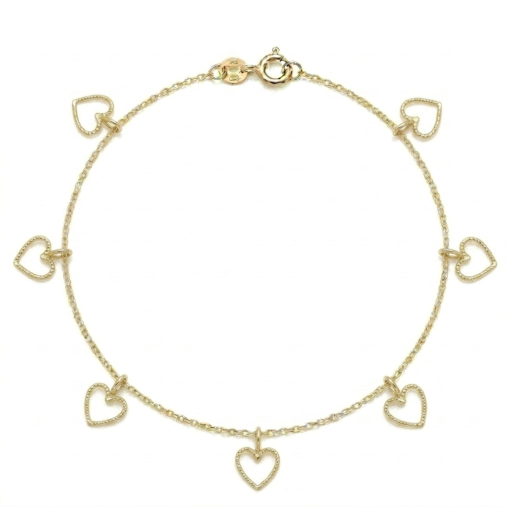 18k Gold Heart Anklet