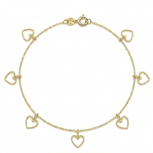 18k Gold Heart Anklet