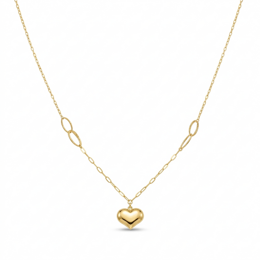 18k Gold Attached Bubble Heart Necklace