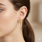 18K Real Gold Paper Clip Earrings With Zircon