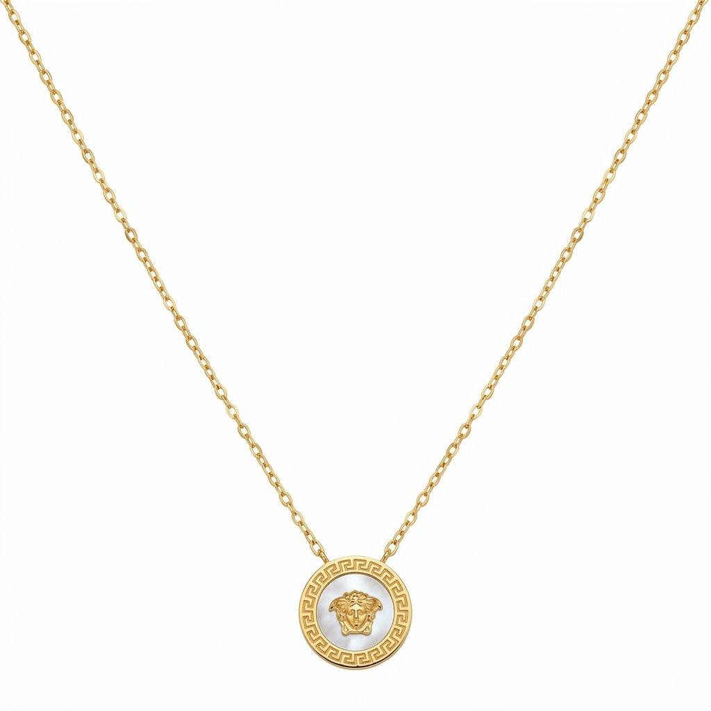 18k Gold Versace Face Necklace