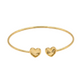 Gold bracelet with heart-shaped ends on a white background