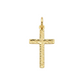 Gold cross pendant on a white background