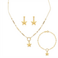 Gold jewelry set with star-shaped charms on a white background