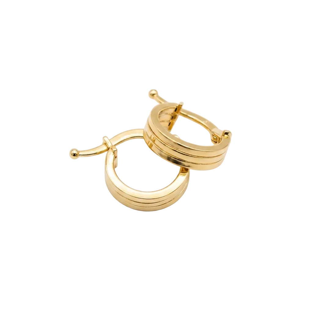 Pair of gold hoop earrings on a white background