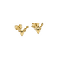 Gold deer head earrings on a white background
