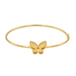 Gold bracelet with a butterfly charm on a white background