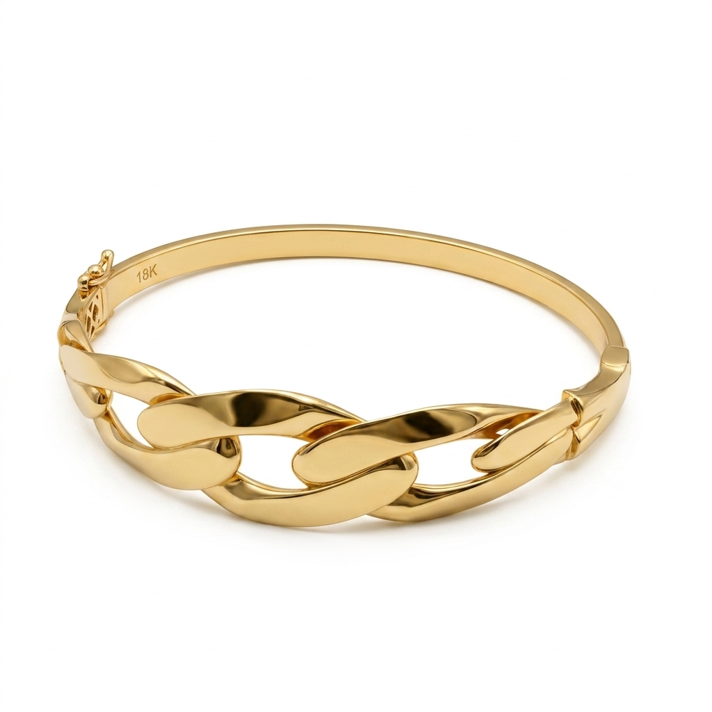 18k Gold Sterling Bangle