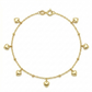 18k Gold Solid Heart Ball Anklet