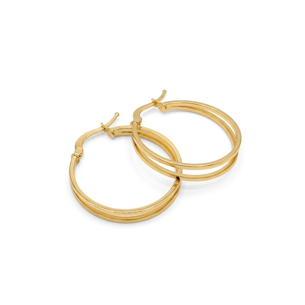 18k Gold Big Plain Loop Earrings