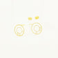 18K Real Gold 3 Stone Circle Earrings