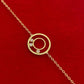18K Real Gold 3 Stone Circle Bracelet