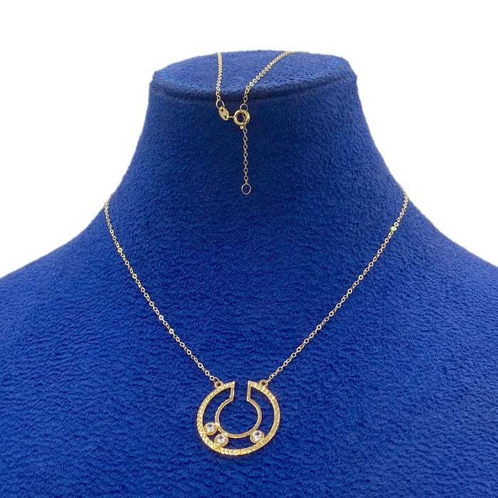 18K Real Gold 3 Stone Circle Cut Necklace