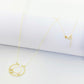 18K Real Gold 3 Stone Circle Cut Necklace