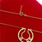18K Real Gold 3 Stone Circle Cut Necklace