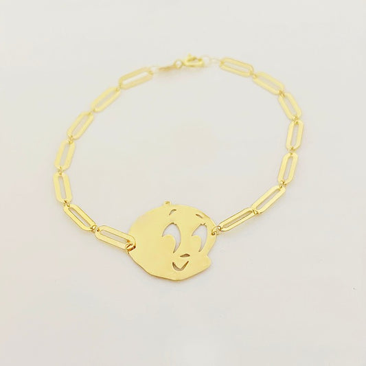 18K Real Gold Tweety Kids Bracelet