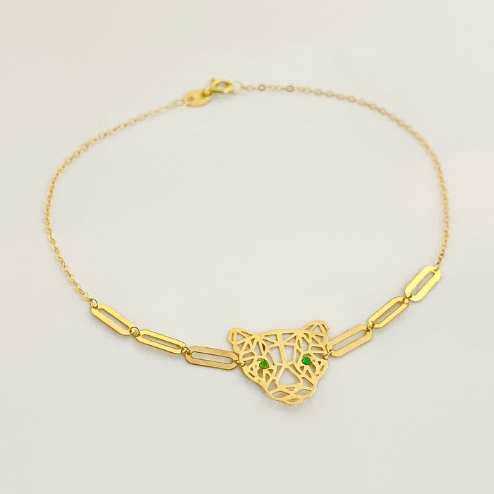 18K Real Gold Tiger Paper Clip Bracele