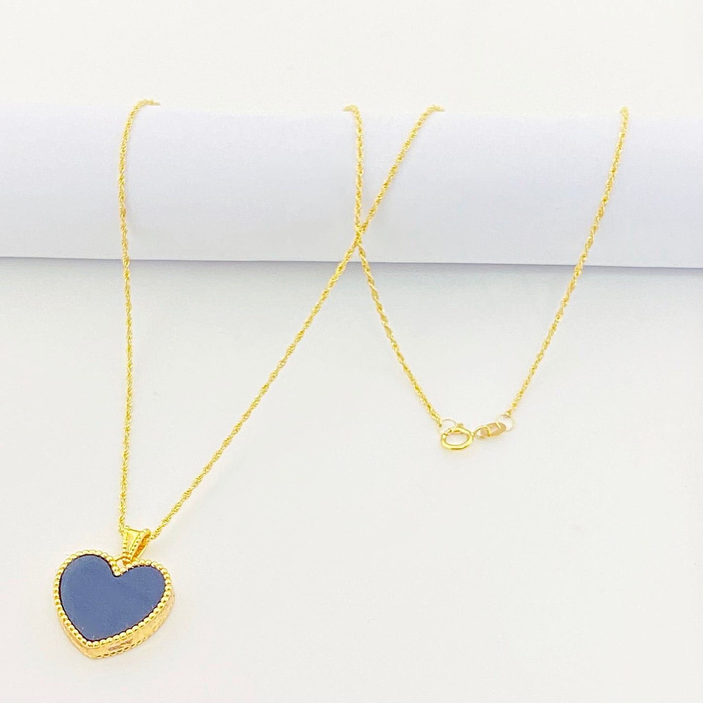 18K Real Gold Black Heart Necklace - Embellish Gold