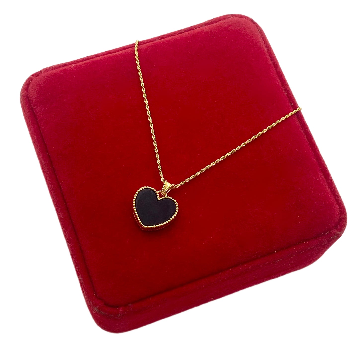 18K Real Gold Black Heart Necklace - Embellish Gold