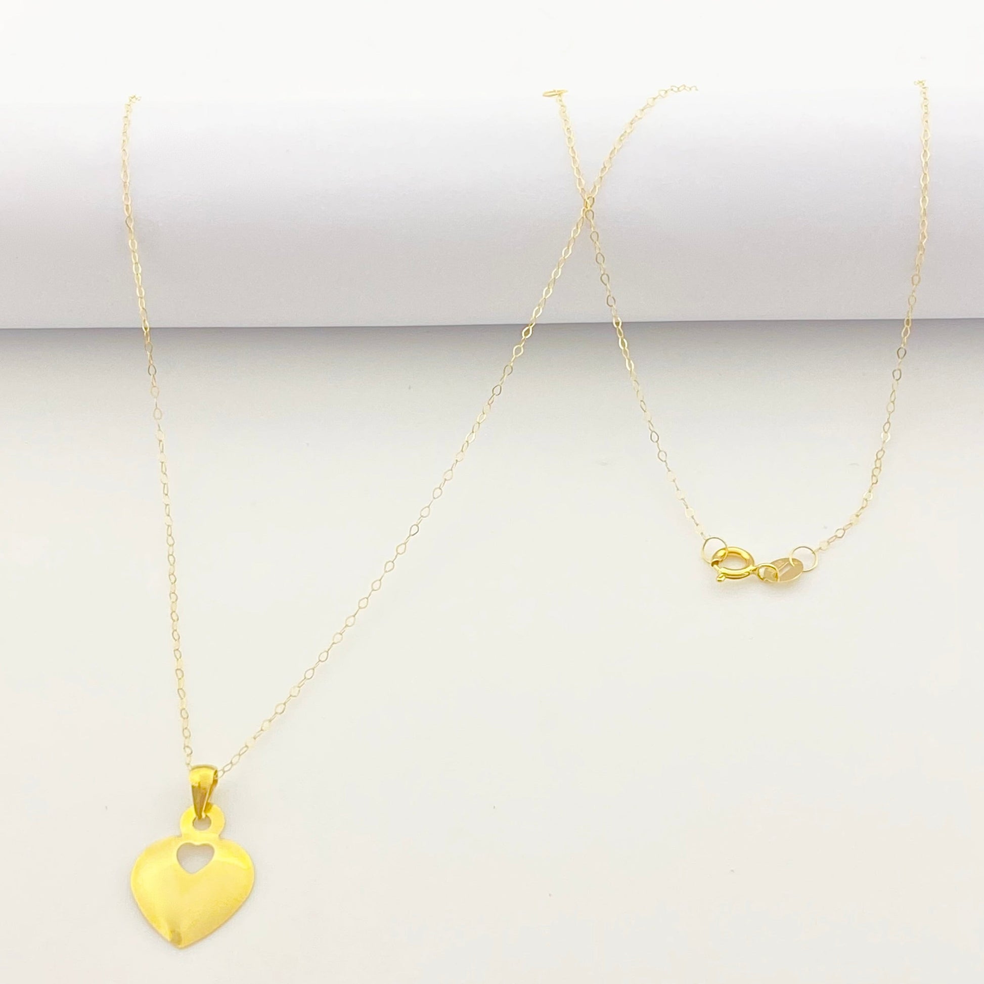 18K Real Gold Plain Heart Necklace - Embellish Gold