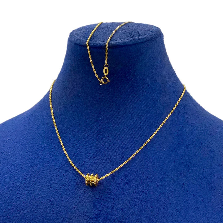 18K Real Gold BG Pendant With Rope Chain