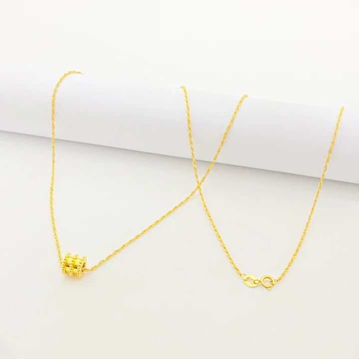 18K Real Gold BG Pendant With Rope Chain