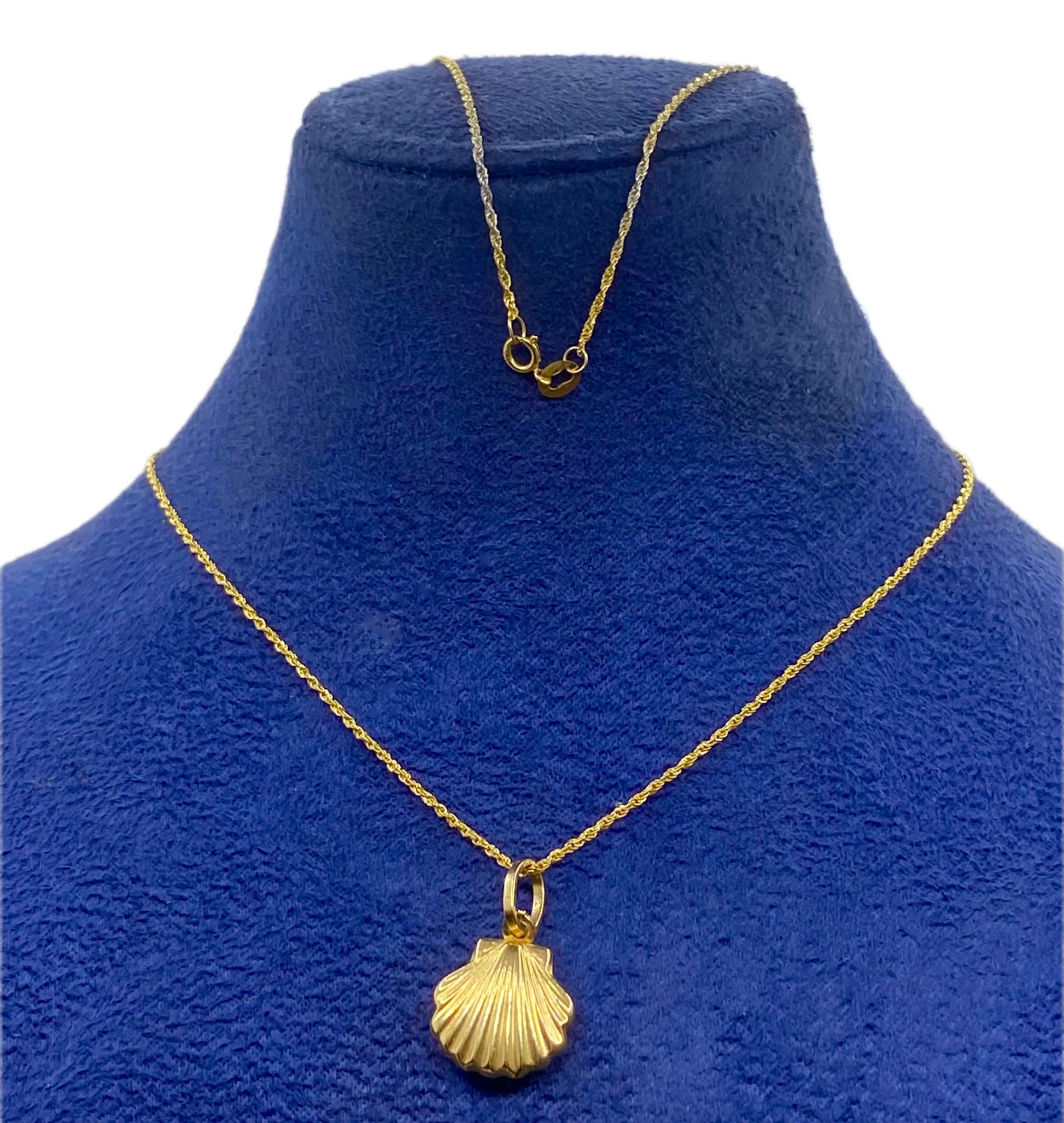 18K Real Gold Shell Pendant With Rope Chain - Embellish Gold
