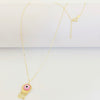 18K Real Gold Pink Evil Eye Necklace