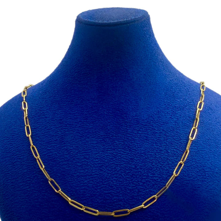 18K Real Gold Paper Clip Chain