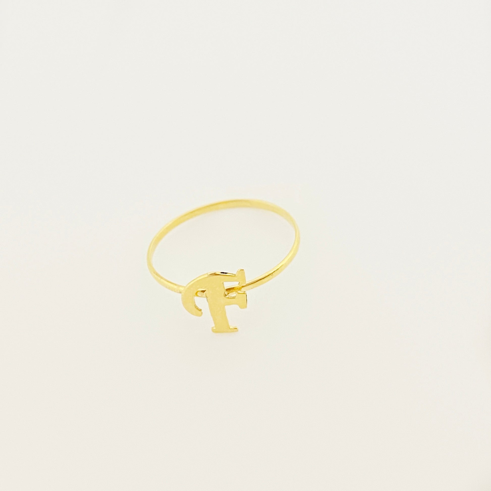 18K Real Gold Customize Letter Ring - Embellish Gold