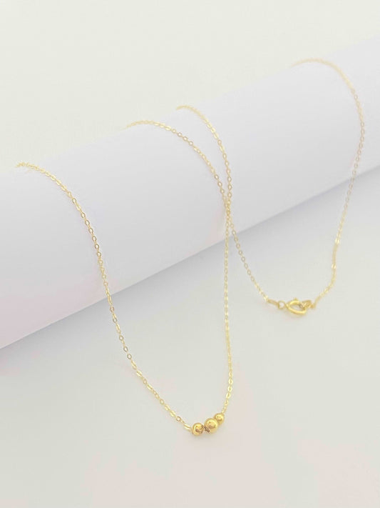 18K Real Gold 3 Balls Necklace - Embellish Gold