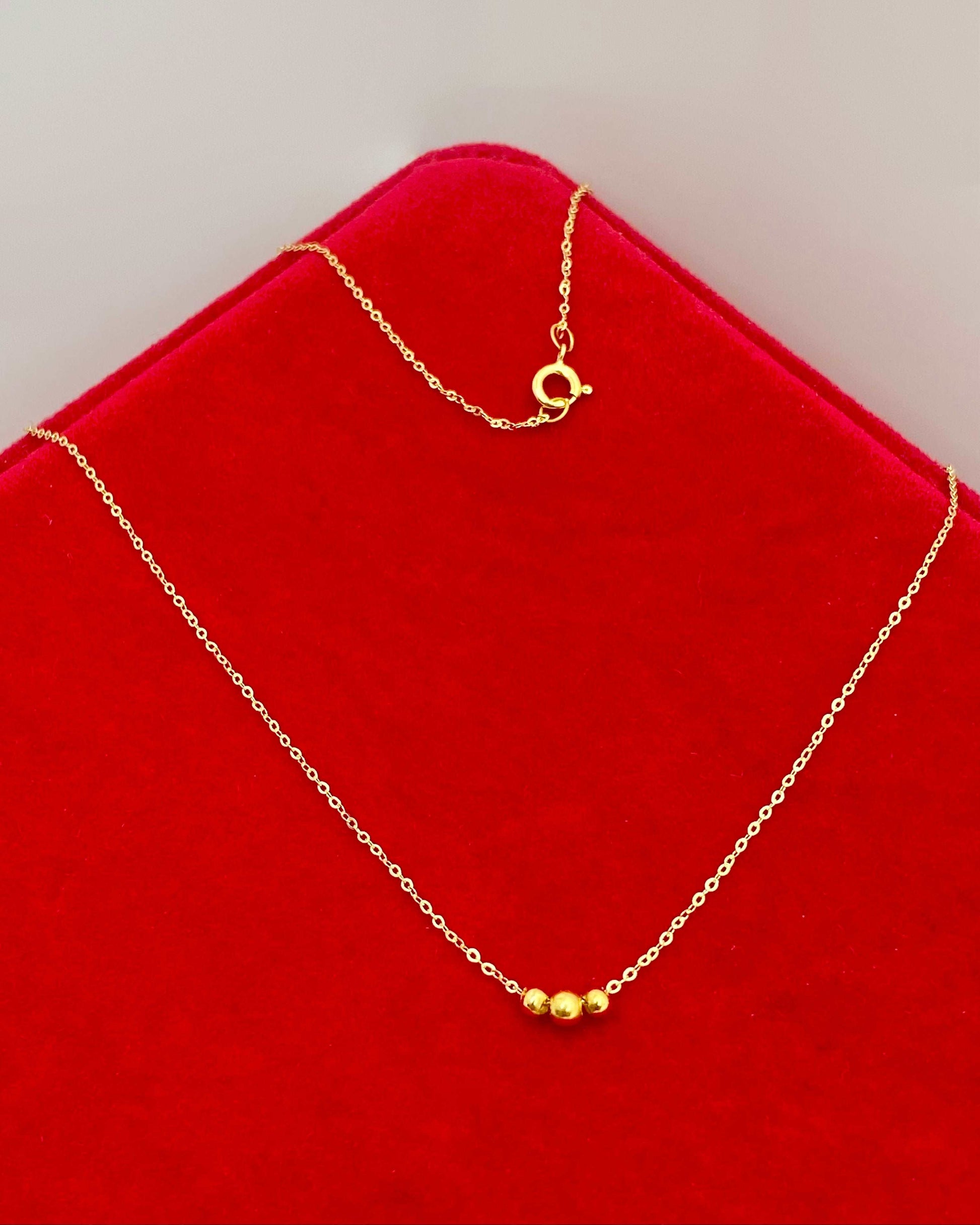 18K Real Gold 3 Balls Necklace - Embellish Gold