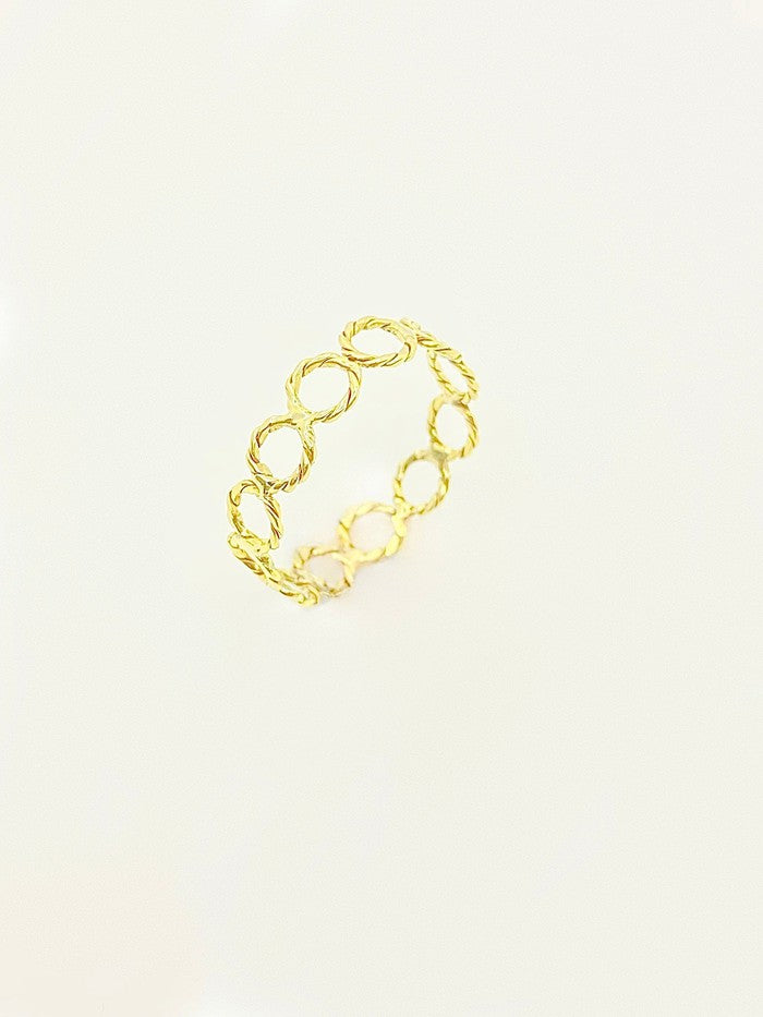 18K Real Gold Twisted circles Ring - Embellish Gold