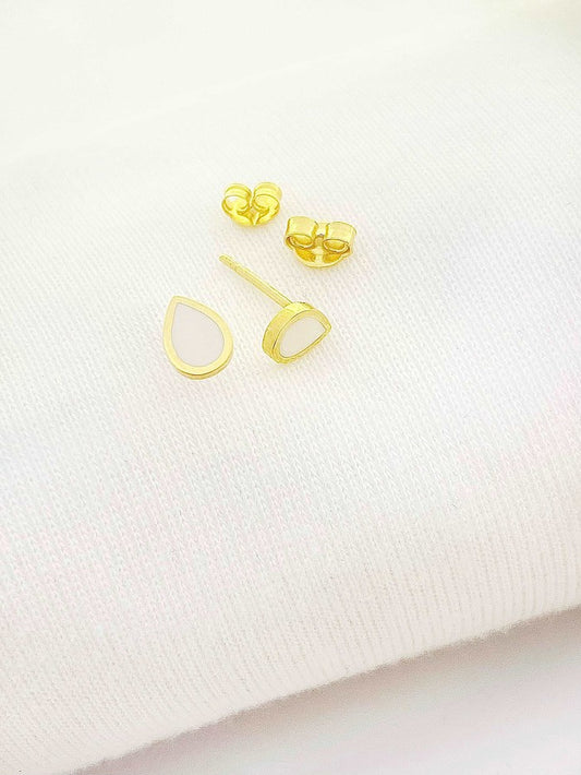 18K Real Gold White Droplet earrings