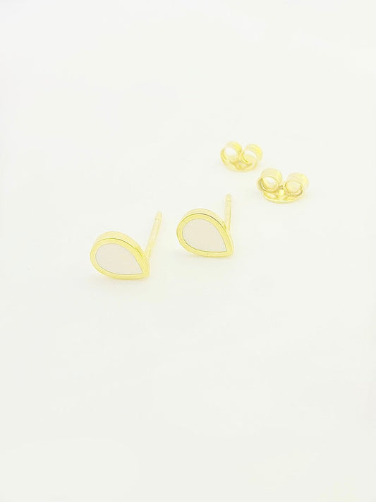 18K Real Gold White Droplet earrings - Embellish Gold