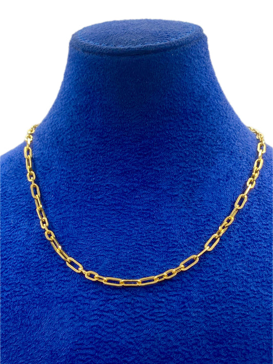 18K Real Gold Paper Clip Chain 1