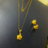 18k Real Saudi Gold Flower Set With Earrings 001
